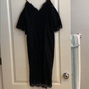 Bardot black lace dress